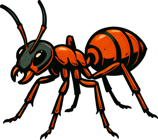ant without background.
In-Game asset.  2d.  High contrast.  No shadows