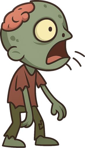 A zombie with legs No background. Transparent background. Blank background. No shadows. 2d. In-Game asset. flat