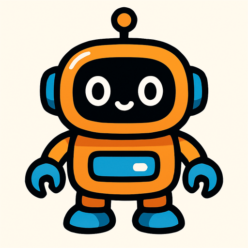 cute robot.
In-Game asset.  2d.  High contrast.  No shadows