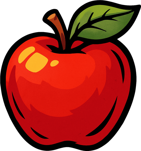 red apple.
In-Game asset.  2d.  High contrast.  No shadows