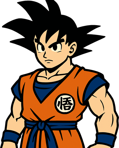 Goku.
In-Game asset.  2d.  High contrast.  No shadows