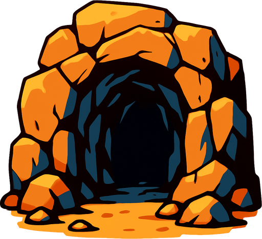 mağara girişi.
In-Game asset.  2d.  High contrast.  No shadows