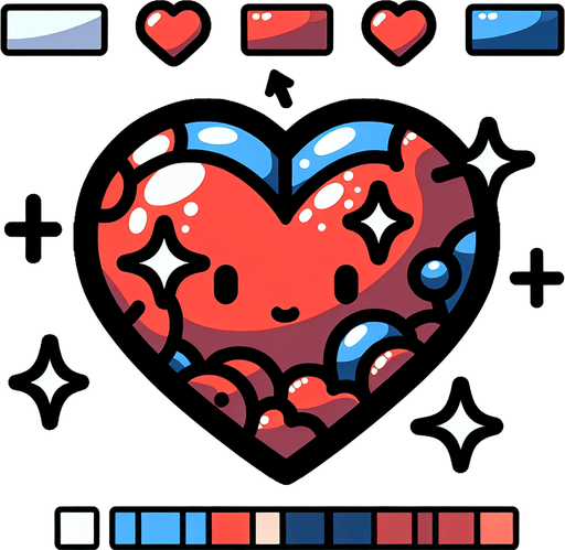 cartoon life heart.
Single Game Texture.  In-Game asset.  2d.  Blank background.  High contrast.  No shadows