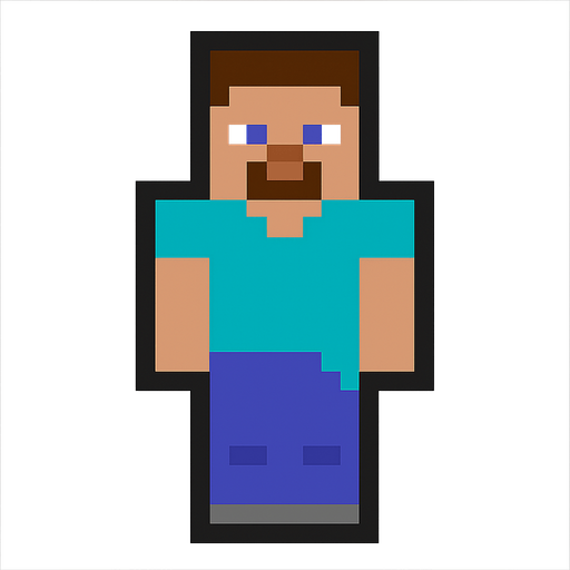 Steve from minecraft.
In-Game asset.  2d.  High contrast.  No shadows