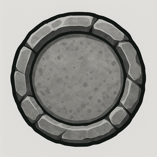 stone button, gray.
In-Game asset.  2d.  High contrast.  No shadows