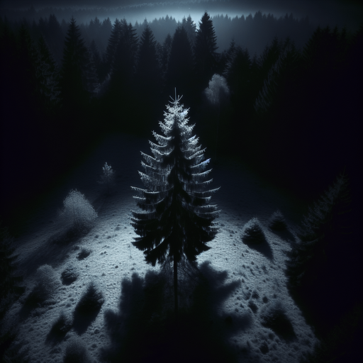 Pinetree at night, top view