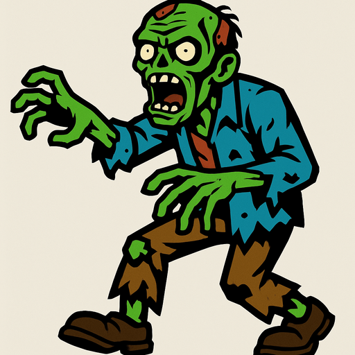 A zombie.
In-Game asset.  2d.  High contrast.  No shadows