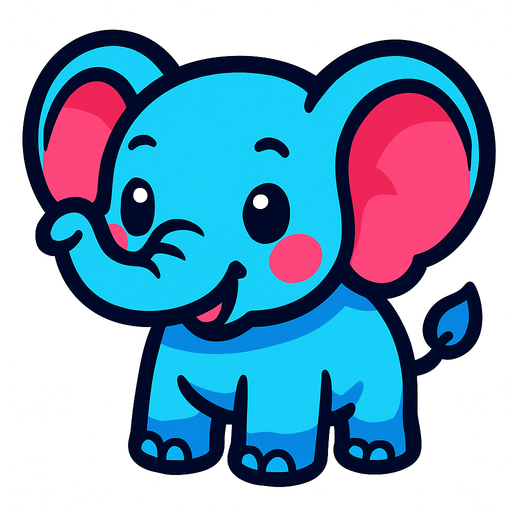 Cute elephant.
In-Game asset.  2d.  High contrast.  No shadows