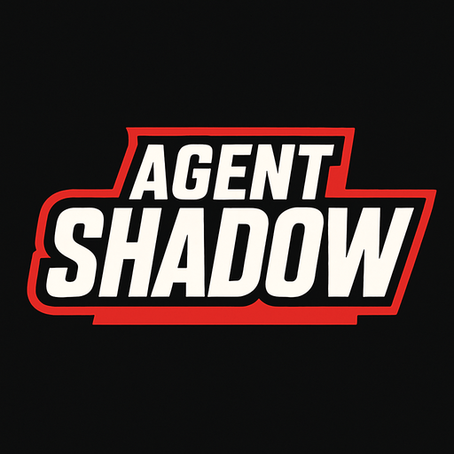 only text no image, agent shadow text logo for agent game.
In-Game asset.  2d.  High contrast.  No shadows