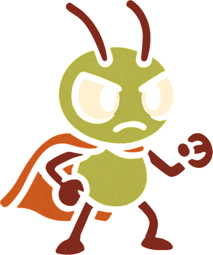 Tiny bug man.
In-Game asset.  2d.  High contrast.  No shadows