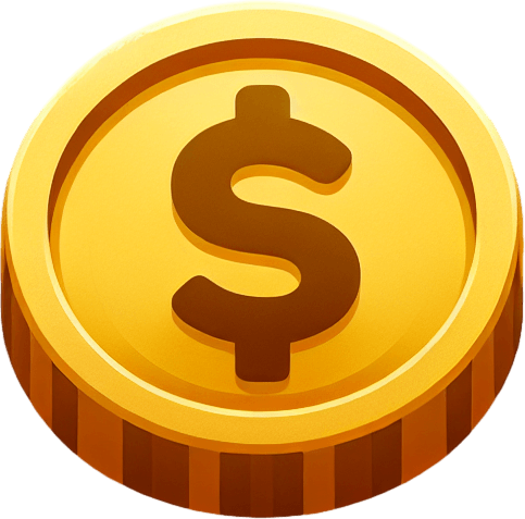 Altın 2d para düz renk.
Single Game Texture.  In-Game asset.  2d.  Blank background.  High contrast.  No shadows