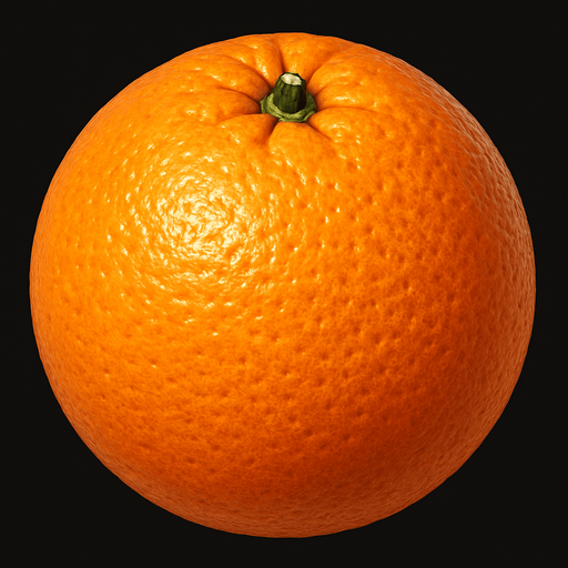 ultra realistic orange fruit.
In-Game asset.  2d.  High contrast.  No shadows