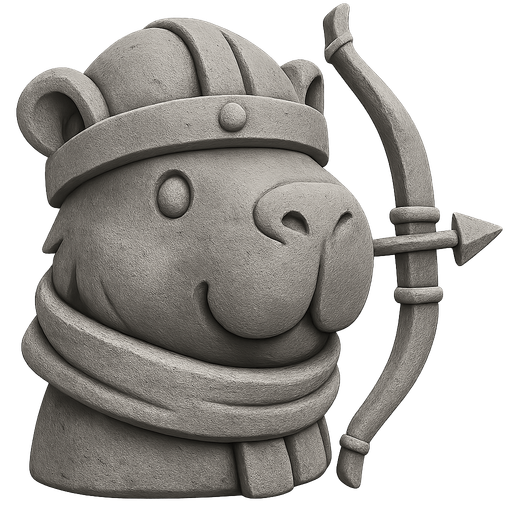 Recrealo en una escultura. Utiliza un estilo cartoon. Usas colores grises. Recuerda que es un capibara usas sus rasgos y formas. Damelo sin fondo