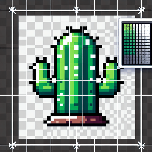 cactus , 2d, pixel art.
Single Game Texture. In-Game asset. 2d. Blank background. High contrast. No shadows.