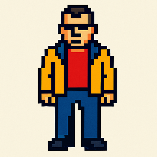 GTA 2 karakteri.
In-Game asset.  2d.  High contrast.  No shadows