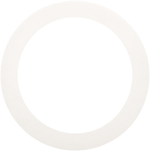 White circle with transparent middle. Front view