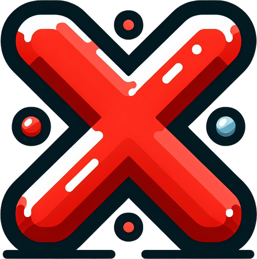 A large letter 'X' as in tic tac toe coloured red, in a similar style to the O-player image.
Single Game Texture.  In-Game asset.  2d.  Blank background.  High contrast.  No shadows. No surrounding circle nor square.