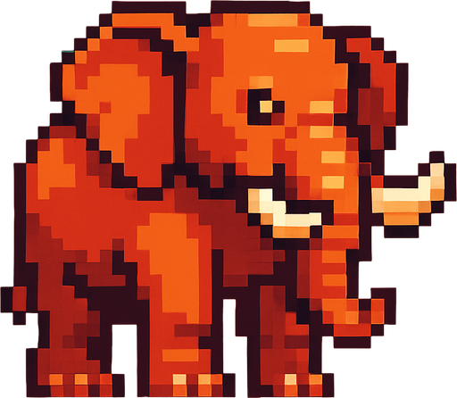 elephant pixel.
In-Game asset.  2d.  High contrast.  No shadows
