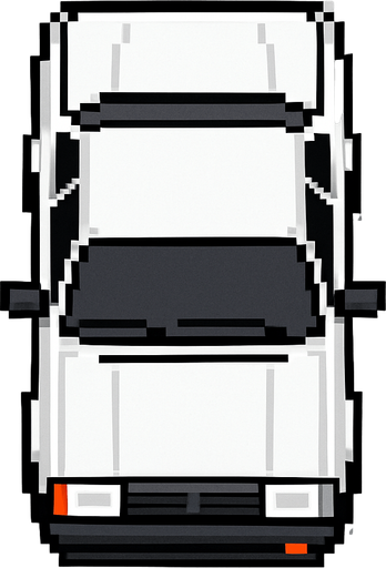 Draw 2d pixel car Tofash top view white..
In-Game asset.  2d.  High contrast.  No shadows