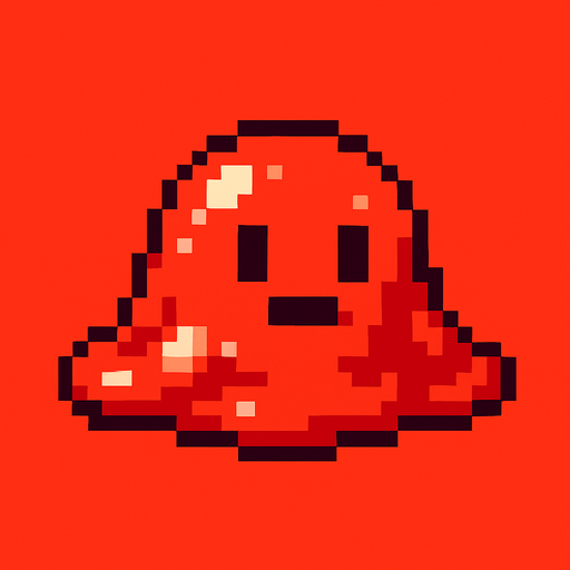 Slime rojo, pixelart.
In-Game asset.  2d.  High contrast.  No shadows