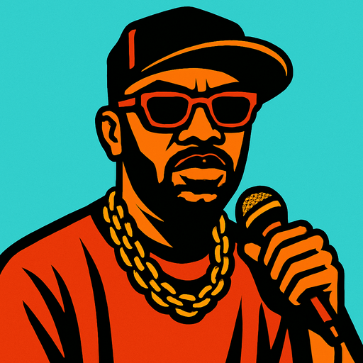 dünyaca ünlü zenci rapçi.
In-Game asset.  2d.  High contrast.  No shadows