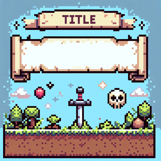 pixel art of an empty title banner.
Single Game Texture. In-Game asset. 2d. Blank background. High contrast. No shadows.