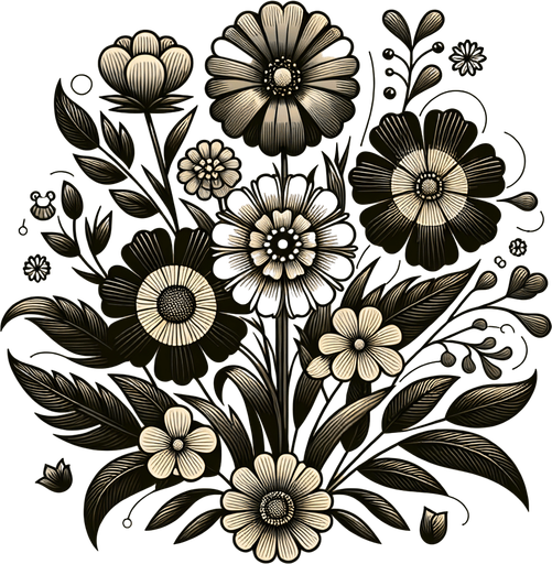 Create a flower.
Single Game Texture.  In-Game asset.  2d.  Blank background.  High contrast.  No shadows