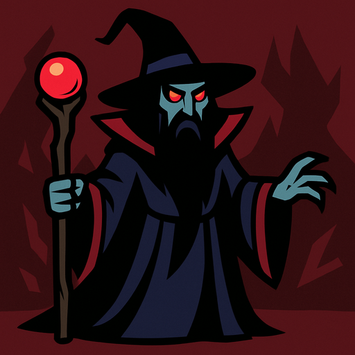 קוסם אפל מהאגדות.
In-Game asset.  2d.  High contrast.  No shadows