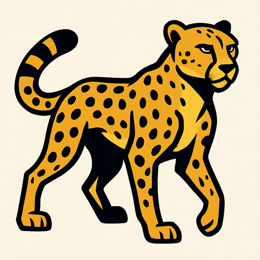 Cheetah.
In-Game asset.  2d.  High contrast.  No shadows