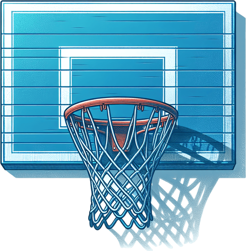 Blue Basketball Hoop.
Single Game Texture. In-Game asset. 2d. Blank background. High contrast. No shadows.