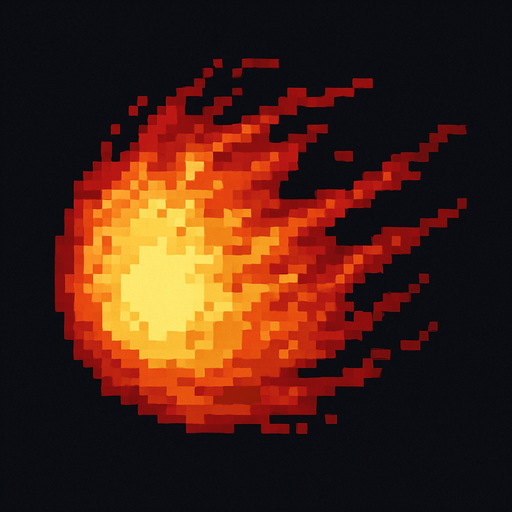 Fireball dark souls style 2d pixel art.
In-Game asset.  2d.  High contrast.  No shadows