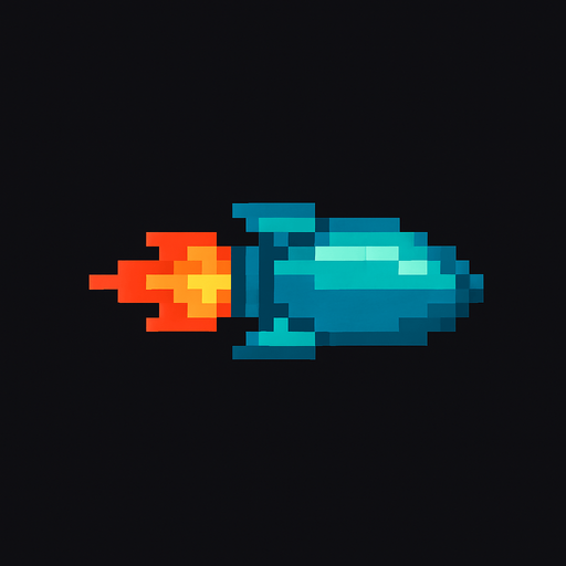 Bana uzay gemisinin mermisini 2d pixel çiz.
In-Game asset.  2d.  High contrast.  No shadows