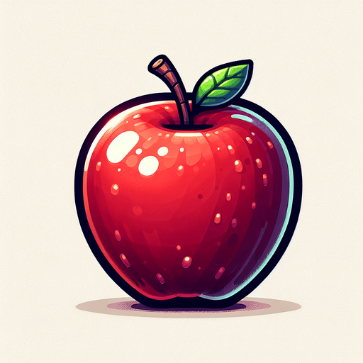 An animated image of an apple.
Single Game Texture. In-Game asset. 2d. Blank background. High contrast. No shadows.