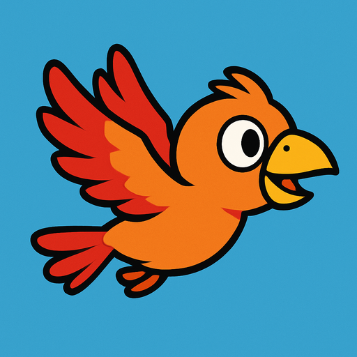 ave volando version caricatura.
In-Game asset.  2d.  High contrast.  No shadows