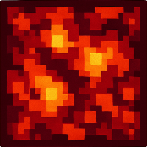I completely dark red square with some orange parts more in the middle representing a lava block.
In-Game asset.  2d.  High contrast.  No shadows