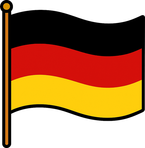 German flag high level.
In-Game asset.  2d.  High contrast.  No shadows
