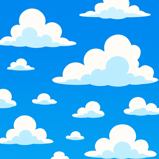 Fond d'écran ciel avec nuages.
In-Game asset.  2d.  High contrast.  No shadows