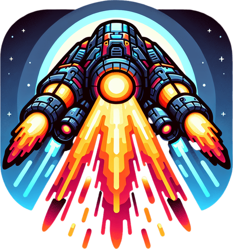 🚀 Animated Thrusters – A glowing flame or energy coming from the back of the spaceship..
Single Game Texture.  In-Game asset.  2d.  Blank background.  High contrast.  No shadows