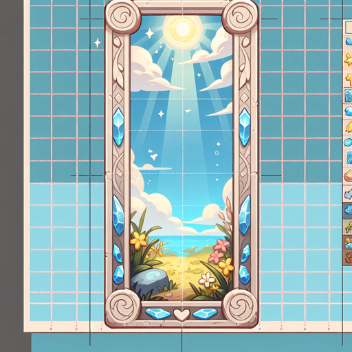 A  background gui element for an item in an ingame shop, in a light summer theme..
Single Game Texture. In-Game asset. 2d. Blank background. High contrast. No shadows.