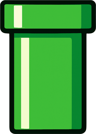 yeşil boru.
In-Game asset.  2d.  High contrast.  No shadows