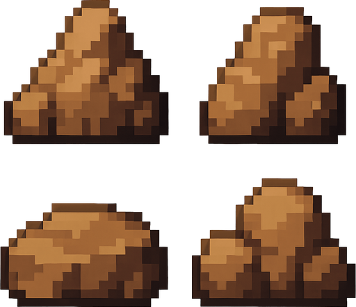 Generame rocas pixelar.
In-Game asset.  2d.  High contrast.  No shadows