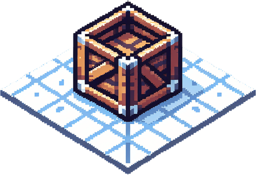 pixel art of a crate, flat side view . Single Game Texture. In-Game asset. 2d. Blank background. High contrast. No shadows.