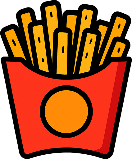 Oatates kızartması Fast Food.
In-Game asset.  2d.  High contrast.  No shadows