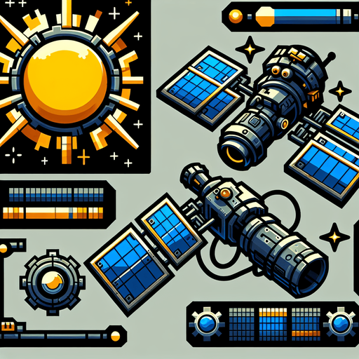 uzay uydusu.
Single Game Texture. In-Game asset. 2d. Blank background. High contrast. No shadows.