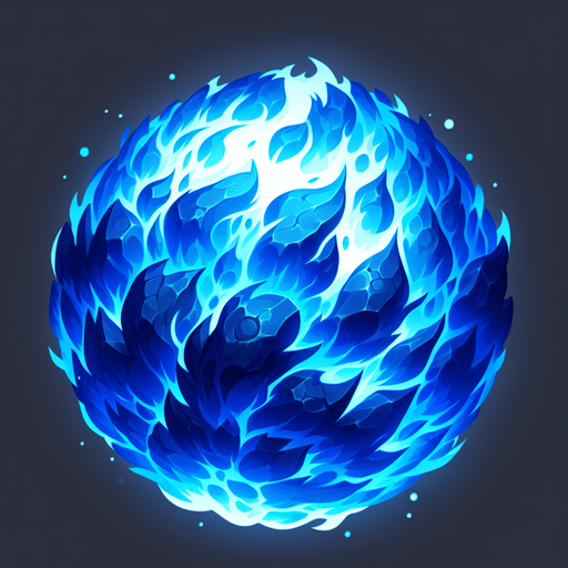 blue fire ball.
Single Game Texture. In-Game asset. 2d. Blank background. High contrast. No shadows.