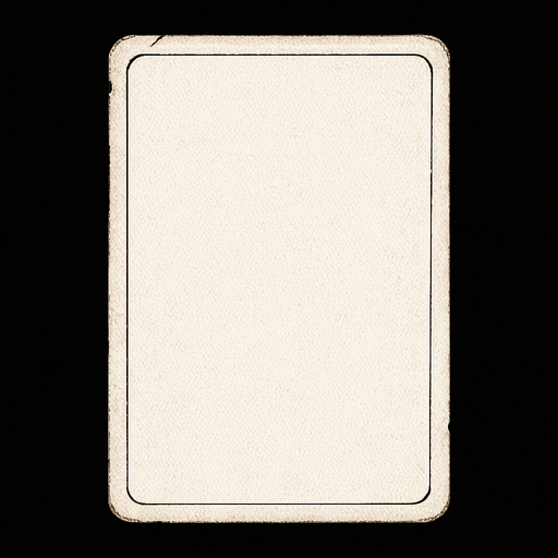 A completely blank playing card with textured surface. Slightly used edges with a couple nicks out of it. Black background. 
In-Game asset.  2d.  High contrast.  No shadows