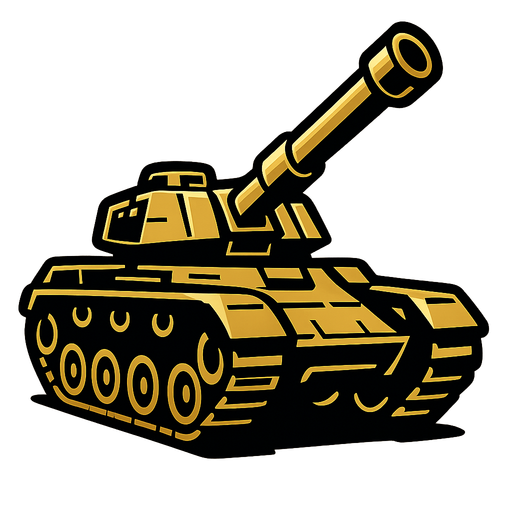 Military Tank with gun facing up.
In-Game asset.  2d.  High contrast.  No shadows