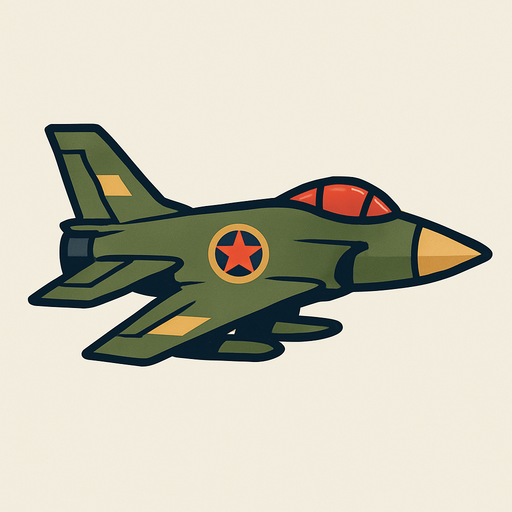 2D Düz bir savaş uçağı.
In-Game asset.  2d.  High contrast.  No shadows