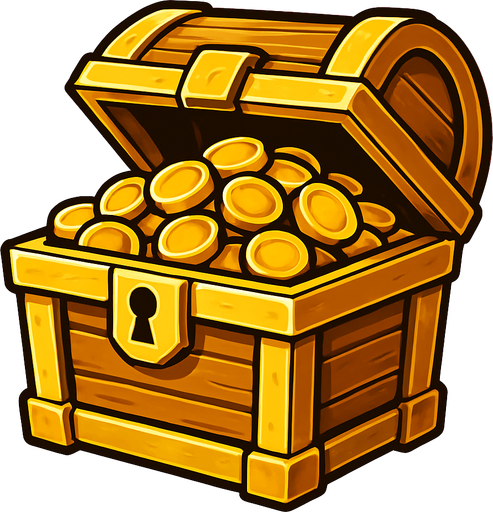 altın sandıgı.
In-Game asset.  2d.  High contrast.  No shadows