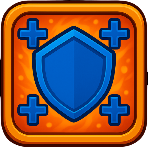 синий щит на ярко оранжевом фоне